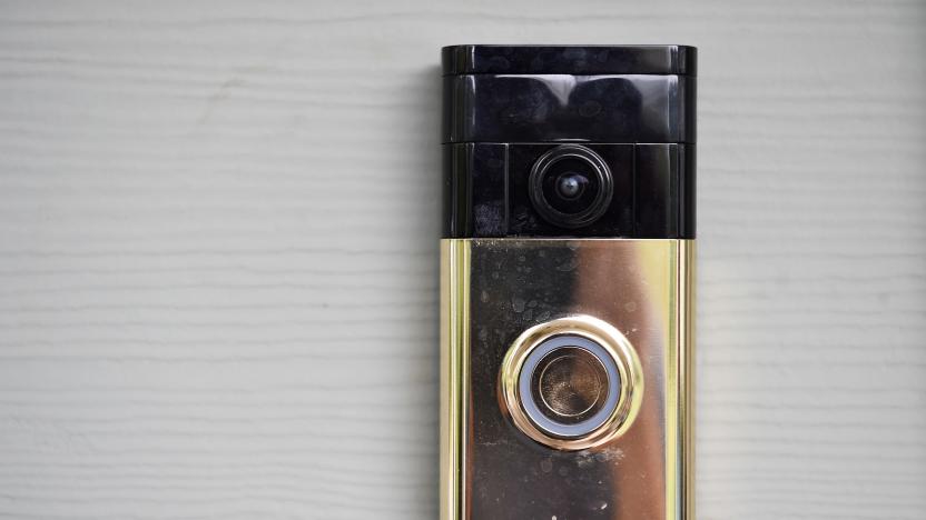 HAMILTON, VA - AUGUST 19: The Ring Video Doorbell is seen outside the Lauterette home on Wednesday August 19, 2015 in Hamilton, VA. (Photo by Matt McClain/The Washington Post via Getty Images)