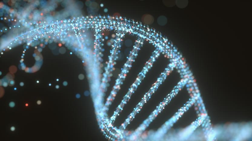 DNA (deoxyribonucleic acid) structure, illustration.