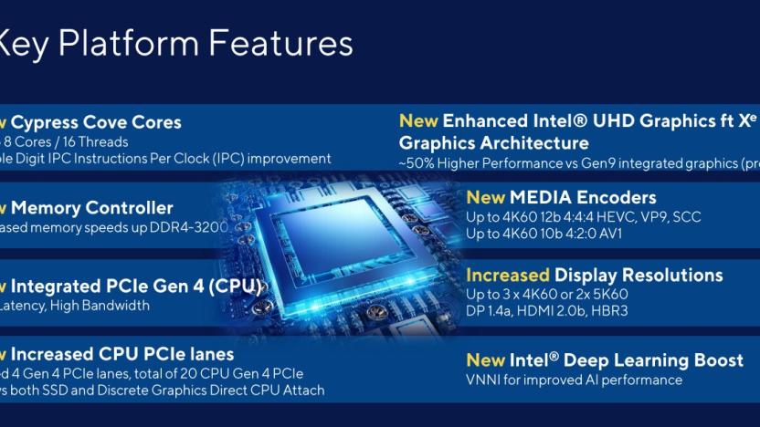Intel has revealed more information about its 11th-generation Rocket Lake desktop CPUs, including a top-end Core i9 processor. 