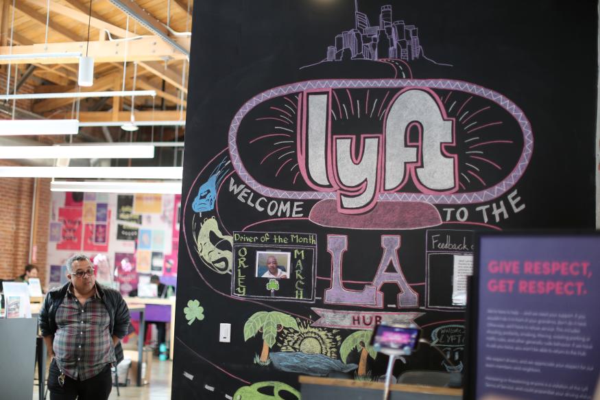 The Lyft <LYFT.O> Driver Hub is seen in Los Angeles, California, U.S., March 20, 2019.  REUTERS/Lucy Nicholson
