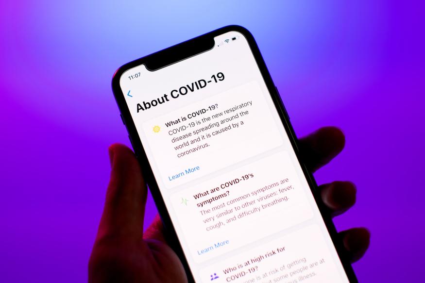 iPhone with COVID-19 screening tool