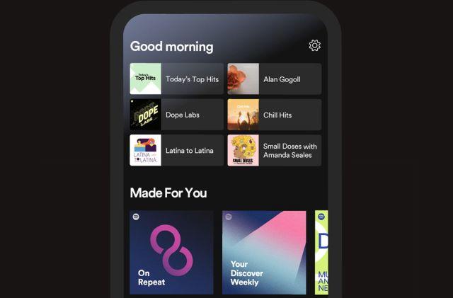 A screenshot of Spotify's redesigned mobile app