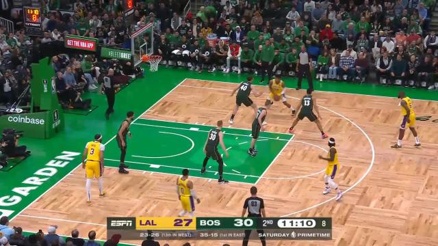 Luke Kornet with a block vs the Los Angeles Lakers