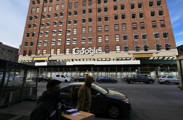 NEW YORK, NEW YORK - JANUARY 25: The Manhattan Google headquarters is seen on January 25, 2021 in New York City. Google announced today that it will be opening up select Google facilities to serve as mass vaccination sites open to anyone eligible to receive the coronavirus (COVID-19) vaccine. They will also commit to using more than $150 million dollars to promote vaccine education. (Photo by Michael M. Santiago/Getty Images)