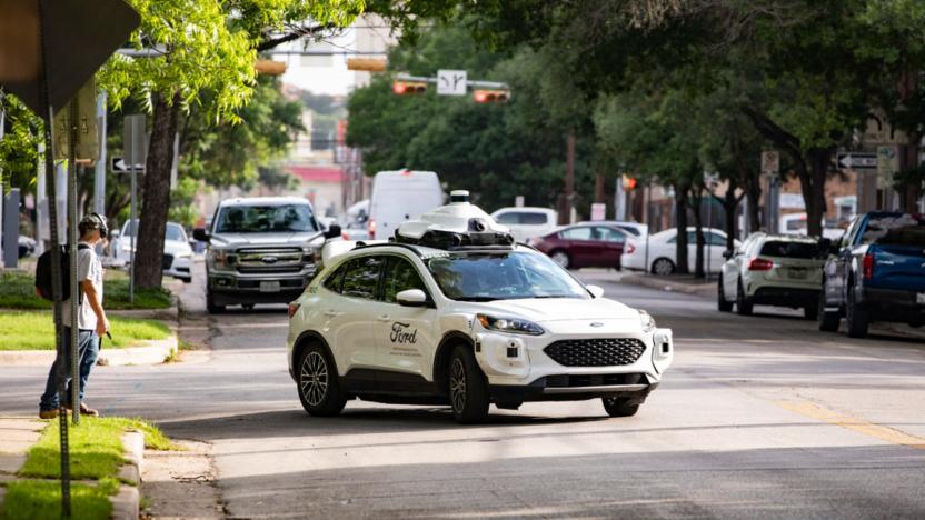 Argo AI car turning on a suburban street