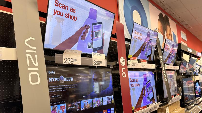 SAN RAFAEL, CALIFORNIA - FEBRUARY 13: Vizio televisions are displayed at a store on February 13, 2024 in San Rafael, California. According to a report by the Wall Street Journal, Walmart is in talks to purchase television maker Vizio for an estimated $2 billion. (Photo by Justin Sullivan/Getty Images)