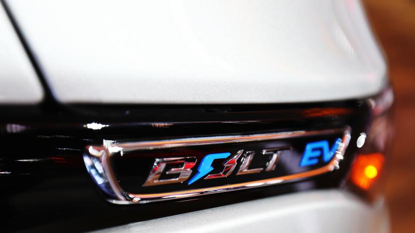 The Chevrolet Bolt EV logo is pictured at the 2016 Los Angeles Auto Show in Los Angeles, California, U.S November 16, 2016.   REUTERS/Mike Blake
