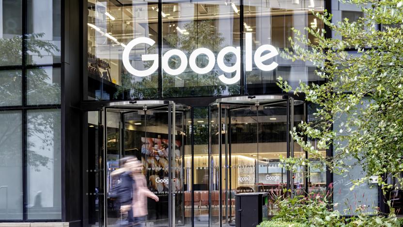 London, UK - October 26, 2019: People walking by the main entrance of the Google headquarters in London King's Cross at day