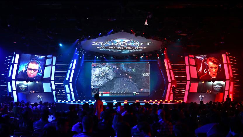 ANAHEIM, CA - NOVEMBER 3:  SpeCial competes with Elazer during the StarCraft World Championship at BlizzCon 2017 at Anaheim Convention Center on November 3, 2017 in Anaheim, California. BlizzCon is the site of the Overwatch World Cup 2017 eSports tournament. (Photo by Joe Scarnici/Getty Images)