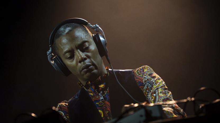 TURIN, ITALY - SEPTEMBER 22: Dj/Producer Jeff Mills performs live with drummer Tony Allen during the event called 'AFRICA NOW @OGR' on September 22, 2018 at Officine Grandi Riparazioni in Turin, Italy.  (Photo by Giorgio Perottino/Getty Images for OGR)