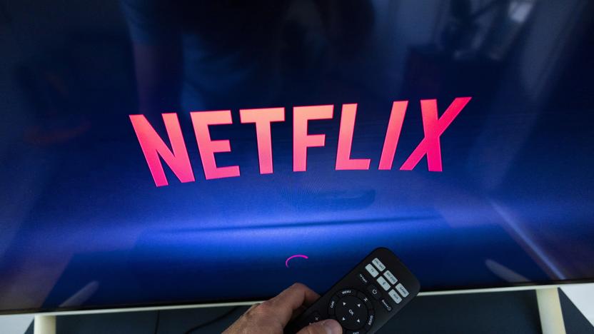 A Netflix logo is shown on a TV screen ahead of a Swiss vote on a referendum called "Lex Netflix" in this illustration taken May 9, 2022. Picture taken May 9, 2022. REUTERS/Denis Balibouse/Illustration