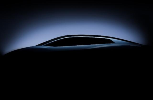 Lamborghini EV teaser image, showing a sihouette of the car's upper body.