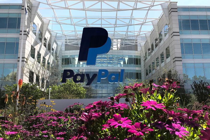 SAN JOSE, CA - APRIL 09:  A sign is posted outside of the PayPal headquarters on April 9, 2018 in San Jose, California. PayPal is looking to offer basic banking services including Federal Deposit Insurance Corp. insurance for customer balances, a debit card and direct-deposit.  (Photo by Justin Sullivan/Getty Images)