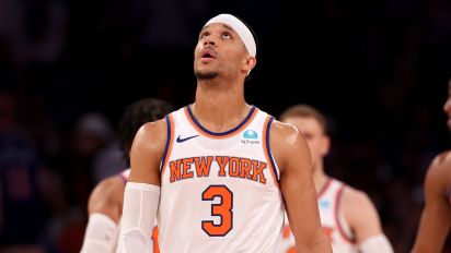 Getty Images - NEW YORK, NEW YORK - MAY 19: Josh Hart #3 of the New York Knicks walks across the court in the second quarter against the Indiana Pacers in Game Seven of the Eastern Conference Second Round Playoffs at Madison Square Garden on May 19, 2024 in New York City. NOTE TO USER: User expressly acknowledges and agrees that, by downloading and or using this photograph, User is consenting to the terms and conditions of the Getty Images License Agreement. (Photo by Elsa/Getty Images)