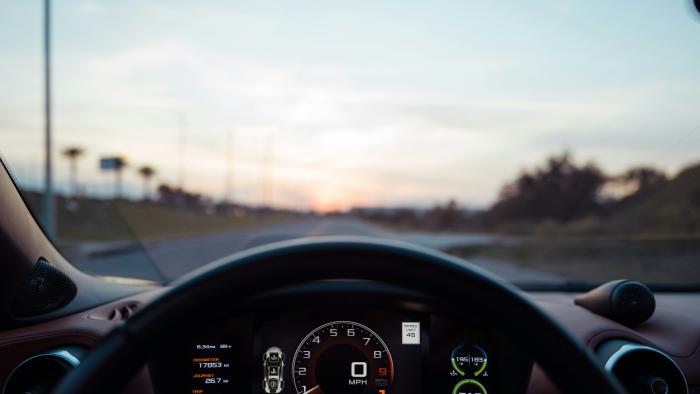 A car's dashboard. 