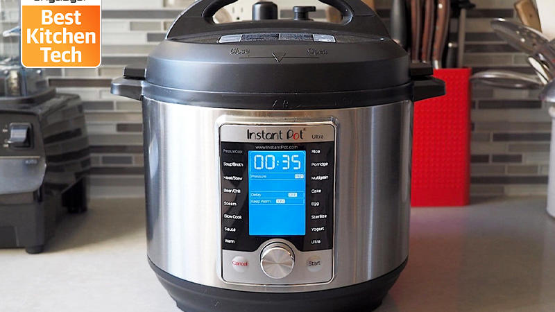 An Instant Pot Ultra on a kitchen counter.