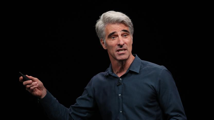 SAN JOSE, CALIFORNIA - JUNE 03:  Apple's senior vice president of Software Engineering Craig Federighi speaks during the keynote address during the 2019 Apple Worldwide Developer Conference (WWDC) at the San Jose Convention Center on June 03, 2019 in San Jose, California. The WWDC runs through June 7. (Photo by Justin Sullivan/Getty Images)