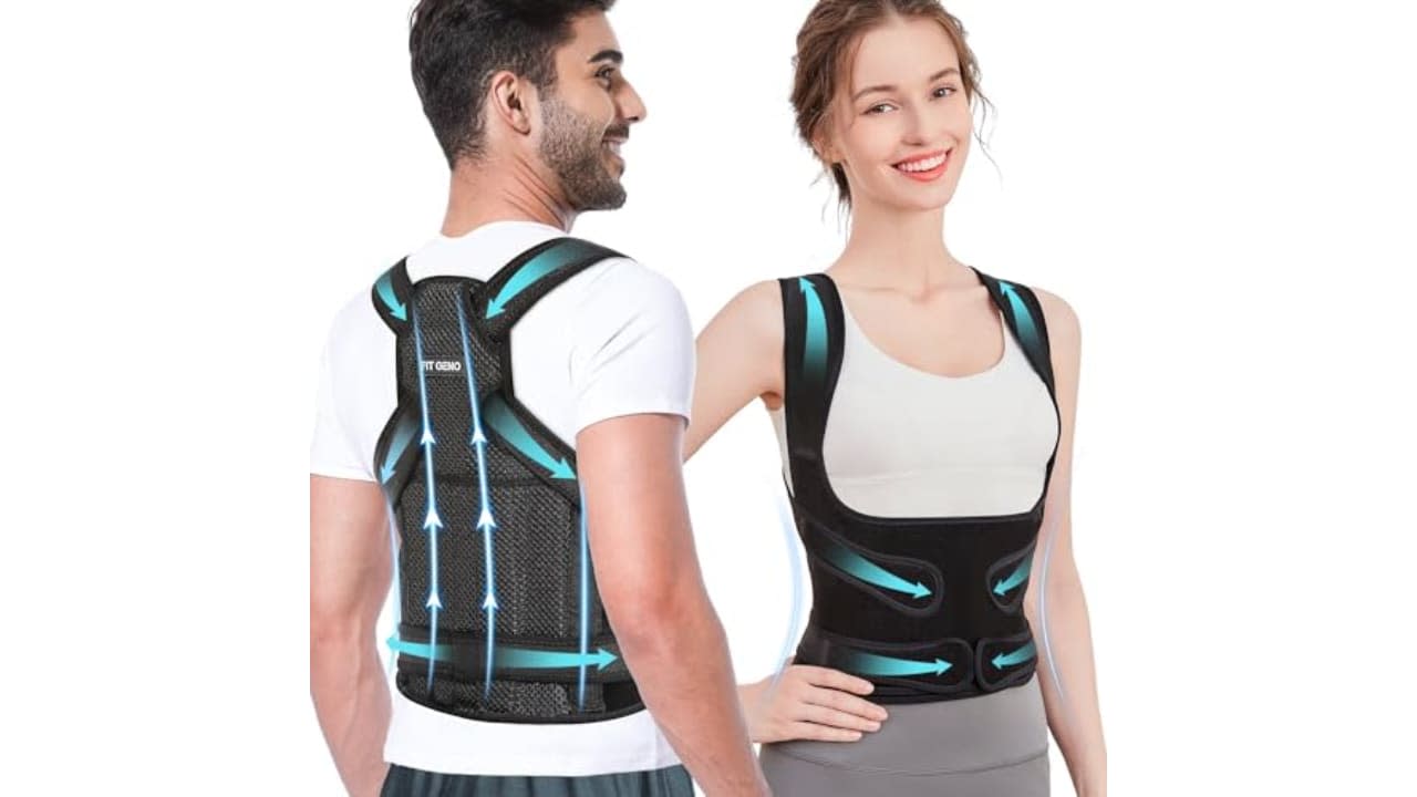 Unisex Premium Back Brace With Magnetic & Dual Steel Metallic Plate Support  at Back