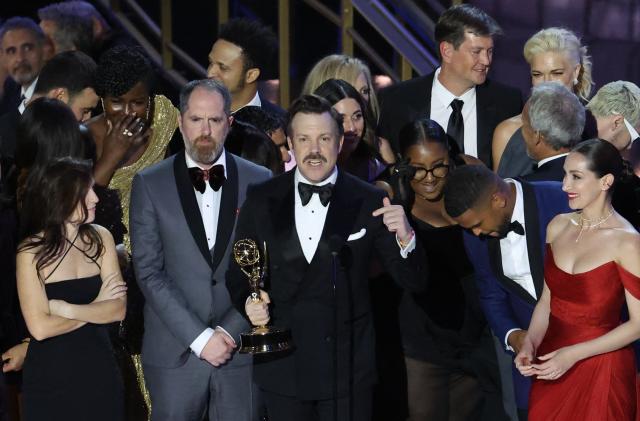 Jason Sudeikis accepts the award for Outstanding Comedy Series for "Ted Lasso" at the 74th Primetime Emmy Awards held at the Microsoft Theater in Los Angeles, U.S., September 12, 2022. REUTERS/Mario Anzuoni