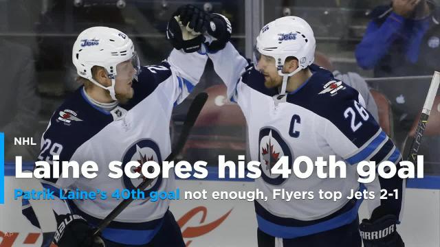 Patrik Laine's 40th goal not enough, Flyers top Jets 2-1