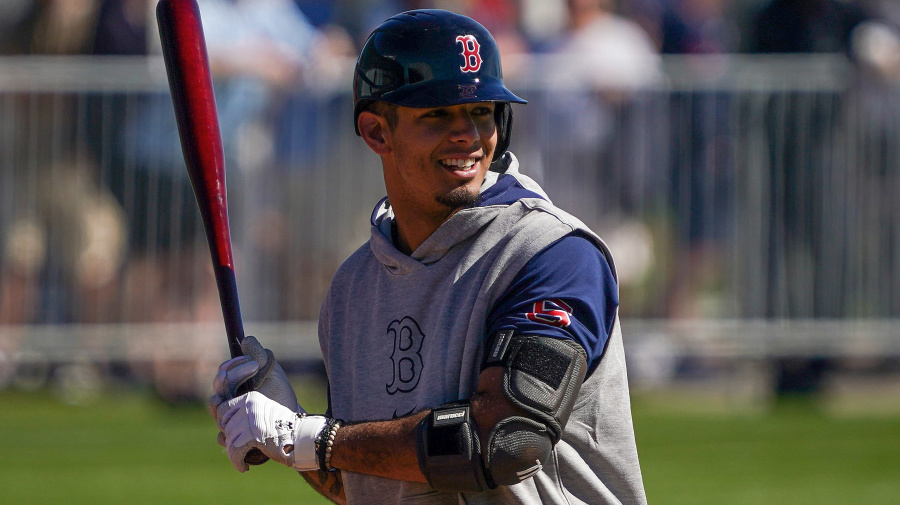 Getty Images - Fort Myers, FL - February 22: Boston Red Sox shortstop Vaughn Grissom stood in the box facing Boston Red Sox pitcher Garrett Whitlock, not pictured, to get a feel for live pitching and to also provide feedback. (Photo by Barry Chin/The Boston Globe via Getty Images)