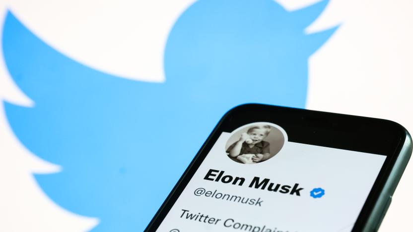 Elon Musk's Twitter account displayed on a phone screen and Twitter logo displayed on a laptop screen are seen in this illustration photo taken in Krakow, Poland on November 1, 2022. (Photo by Jakub Porzycki/NurPhoto via Getty Images)