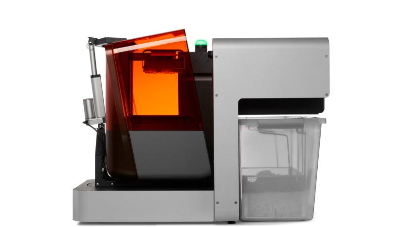 Image of Formlabs' new Automation Ecosystem surrounding one of its Form printers.