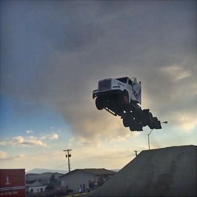 Watch A SemiTruck Jump 166 Feet To A New World Record