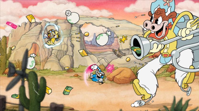 A screenshot from the Cuphead expansion, The Delicious Last Course.