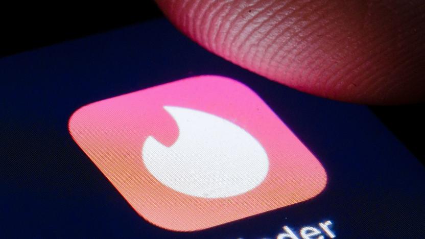 BERLIN, GERMANY - APRIL 22: The logo of mobile dating app Tinder is shown on the display of a smartphone on April 22, 2020 in Berlin, Germany. (Photo by Thomas Trutschel/Photothek via Getty Images)