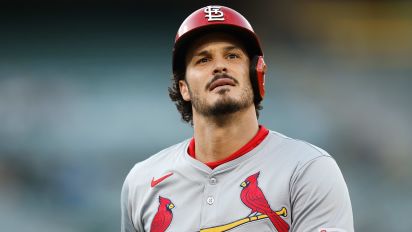 Getty Images - OAKLAND, CALIFORNIA - APRIL 16: Nolan Arenado #28 of the St. Louis Cardinals looks on after an at bat against the Oakland Athletics at Oakland Coliseum on April 16, 2024 in Oakland, California. (Photo by Lachlan Cunningham/Getty Images)
