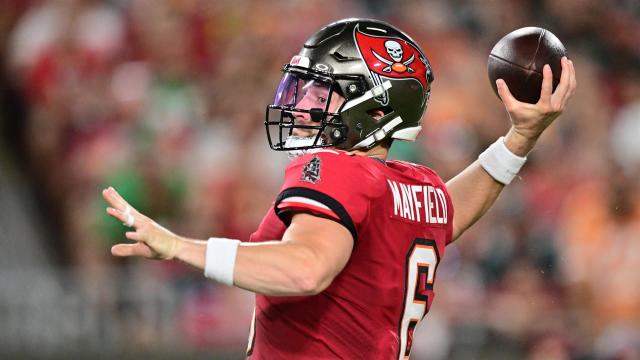 Baker Mayfield plays four series, throws touchdown before departing - NBC  Sports