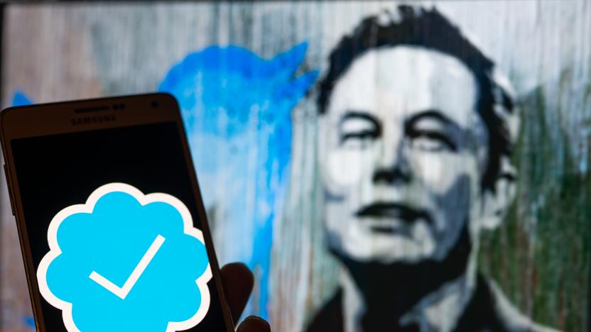 Twitter Verified icon seen on mobile screen with Elon Musk in the background illustration, in Brussels, Belgium, on December 11, 2022 (Photo illustration by Jonathan Raa/NurPhoto via Getty Images)