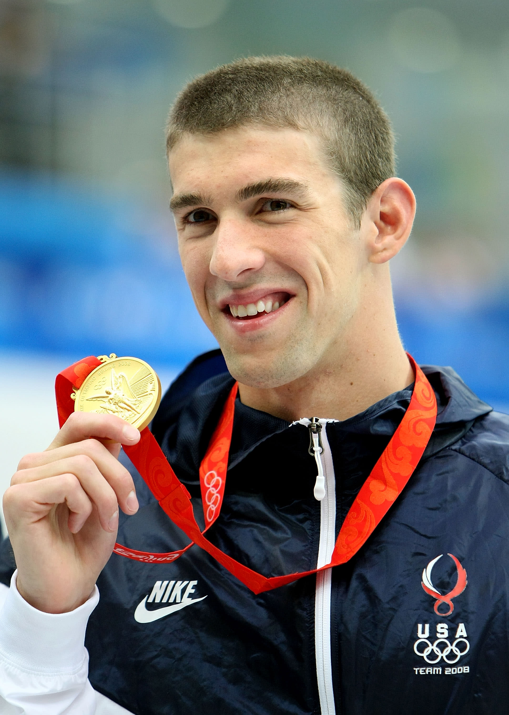 Michael Phelps with all his Olympic medals