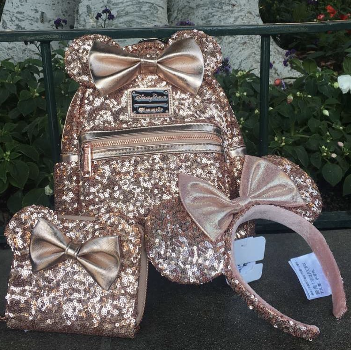 rose gold disney mini backpack