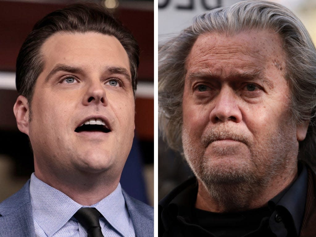 Matt Gaetz and Steve Bannon said an 'army of patriots' and 'shock troops' should..