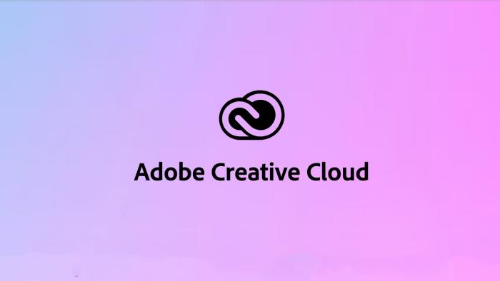 The Adobe Creative Cloud logo is on a purple background. 