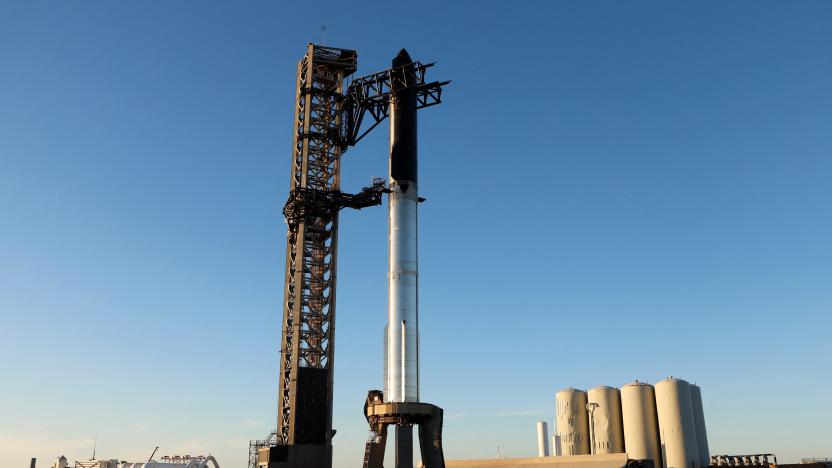 SpaceX's next-generation Starship spacecraft atop its powerful Super Heavy rocket is prepared for launch from the company's Boca Chica launchpad on an uncrewed test flight, near Brownsville, Texas, U.S., November 15, 2023. REUTERS/Joe Skipper