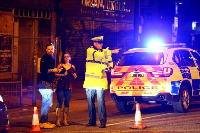 Police outside the Manchester Arena on May 22, 2017