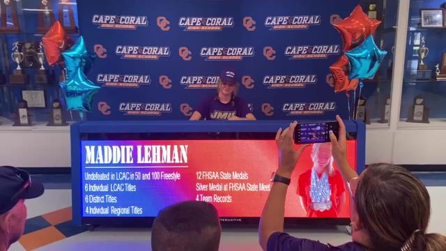 Cape Coral celebrated swimmer Maddie Lehman signing with James Madison University