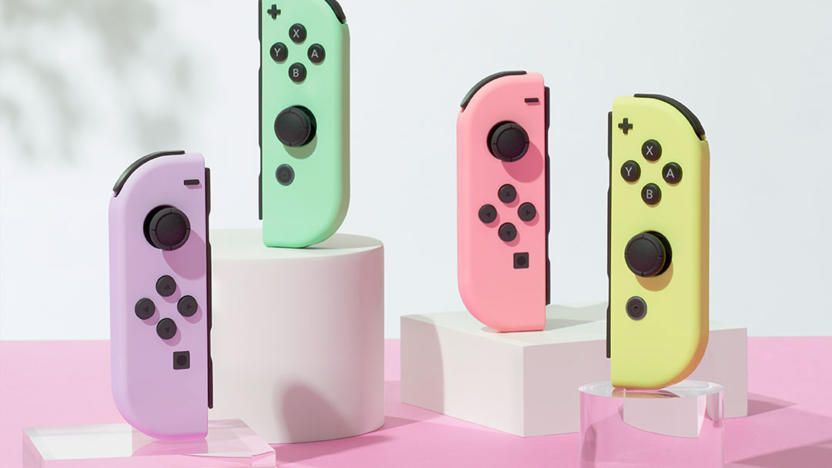 Nintendo Switch Joy-Con controllers in pastel colors