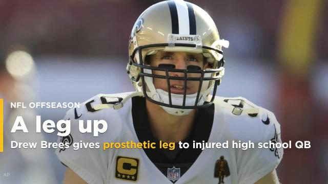 Drew Brees gives prosthetic leg to injured high school quarterback