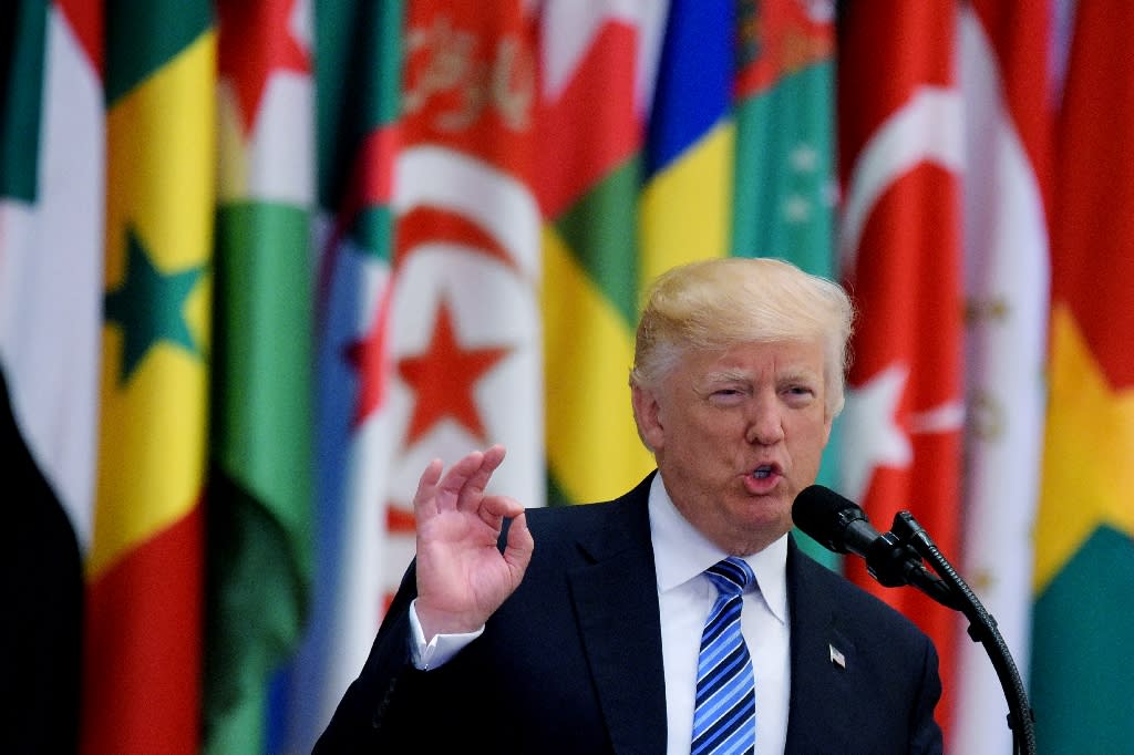 Trump slams Iran in first foreign speech