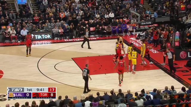 Pascal Siakam with an and one vs the Los Angeles Lakers