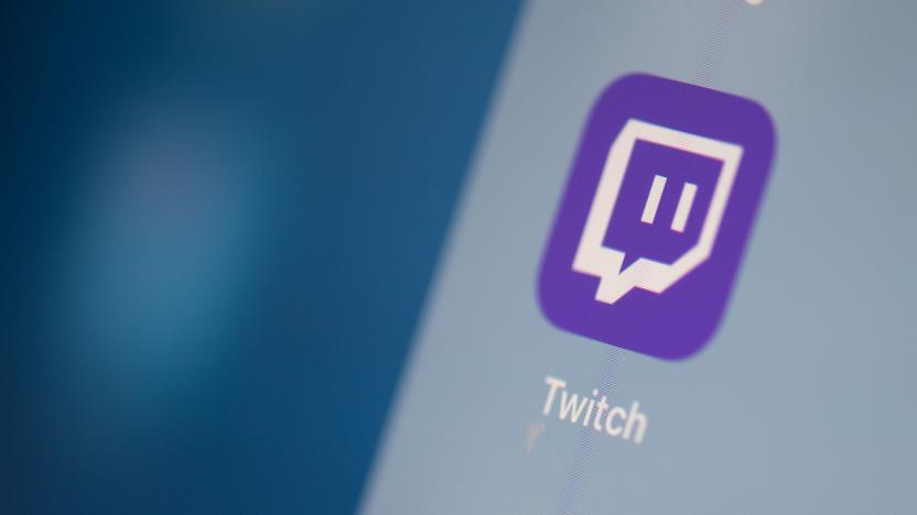 This illustration picture taken on July 24, 2019 in Paris shows the US live streaming video platform Twitch logo application on the screen of a tablet. (Photo by Martin BUREAU / AFP)        (Photo credit should read MARTIN BUREAU/AFP via Getty Images)