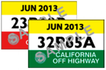 The California  OHV Green  Sticker   License to BRAAP