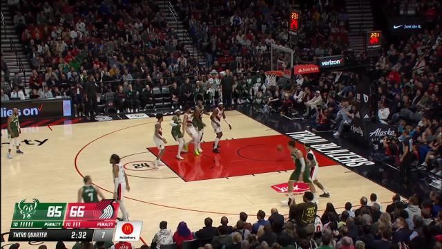 Joe Ingles with a 3-pointer vs the Portland Trail Blazers