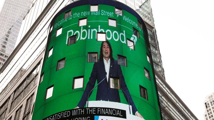 Vlad Tenev, CEO and co-founder Robinhood Markets, Inc., is displayed on a screen during his company’s IPO at the Nasdaq Market site in Times Square in New York City, U.S., July 29, 2021.  REUTERS/Brendan McDermid