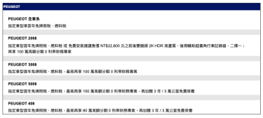 2024年4月 PEUGEOT 最新購車優惠專案