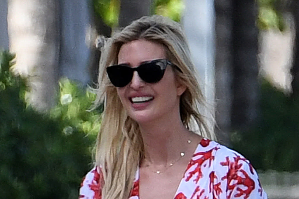 Ivanka Trump Wears a Printed Bathing Suit & Matching Robe at the Beach ...